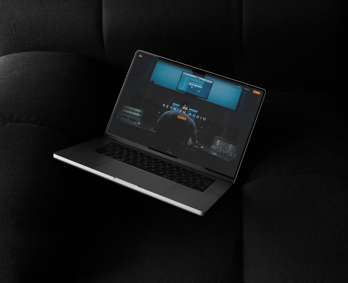 Reynish Audio website shown on a laptop